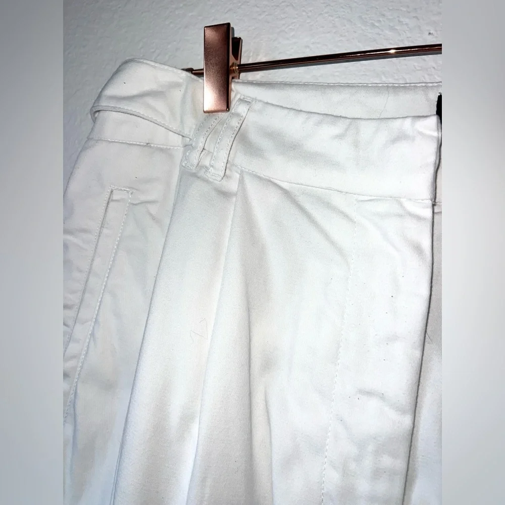 ASOS DESIGN tailored barrel leg white pants high rise belt loops pockets Sz‎ 12